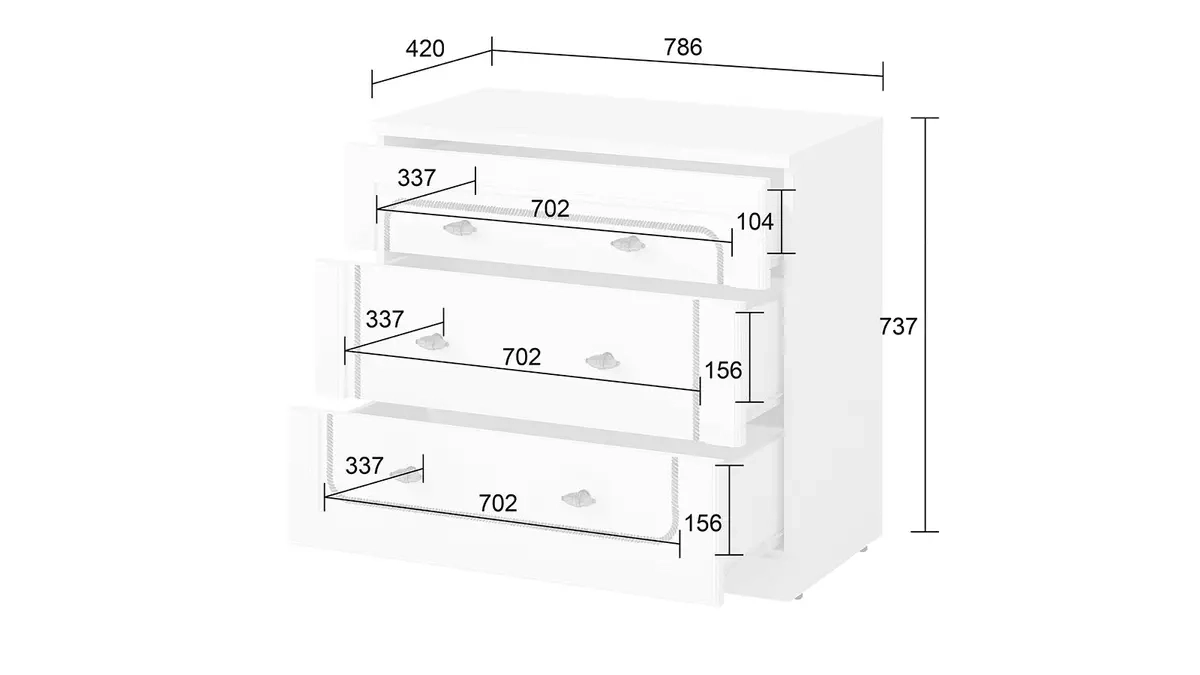 Комод 3 ящика Ricky, цвет Белый Премиум фото - 6 - большое изображение