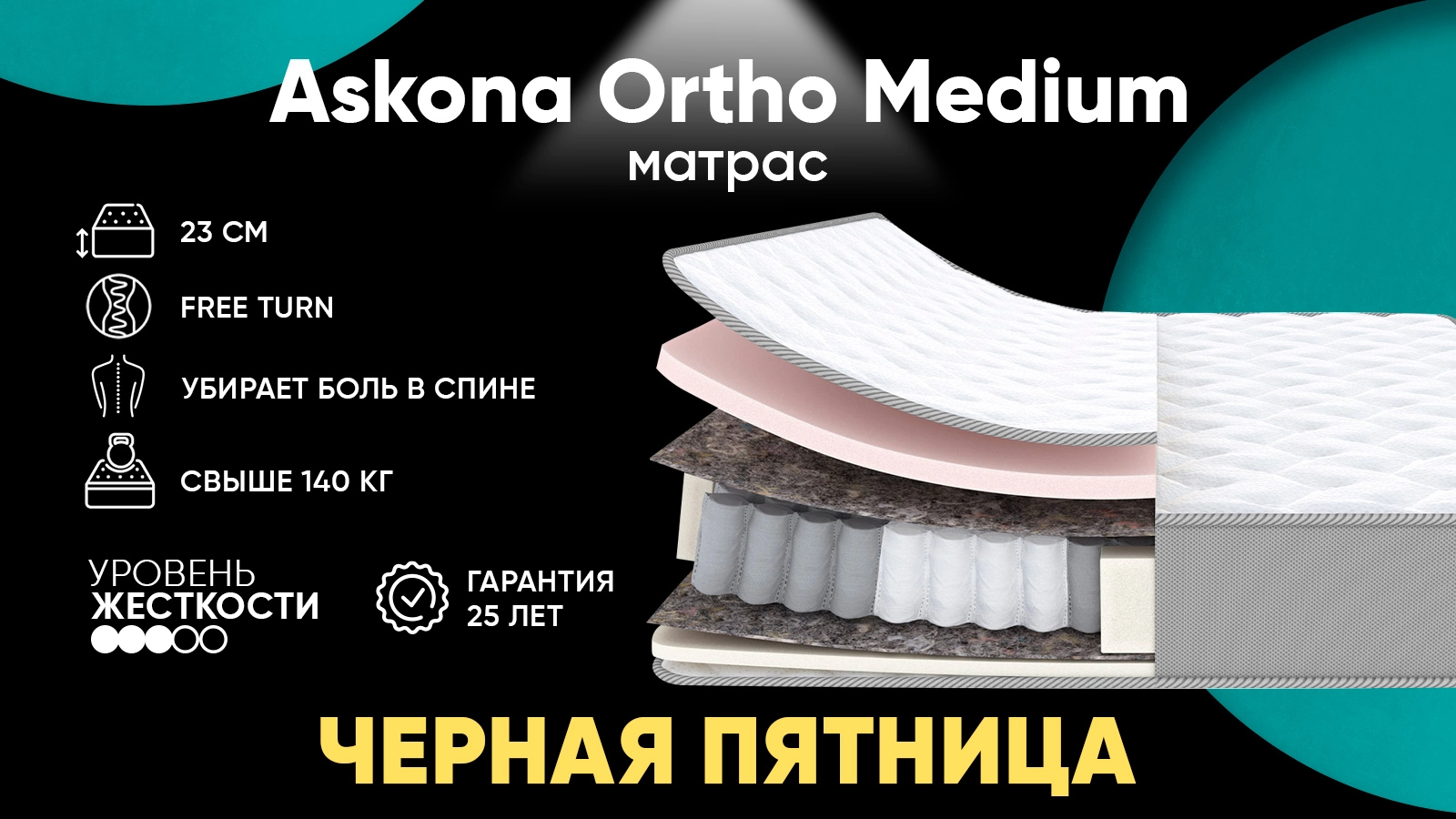 Матрас Askona Ortho Medium Askona изображение товара - 1 - большое изображение